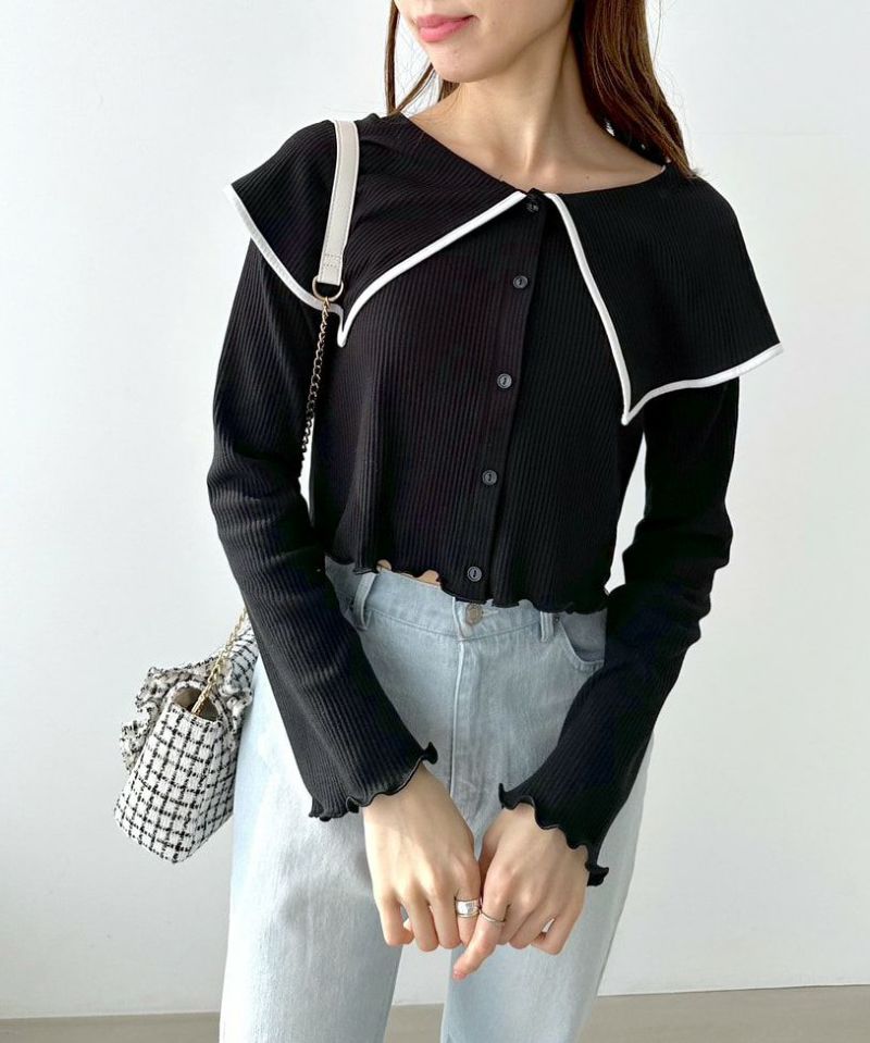 ビッグカラーカーディガン OLIVE des OLIVE(オリーブ デ オリーブ) 公式WEB SHOP OLIVE des OLIVE ハイネックリブニットトップス
