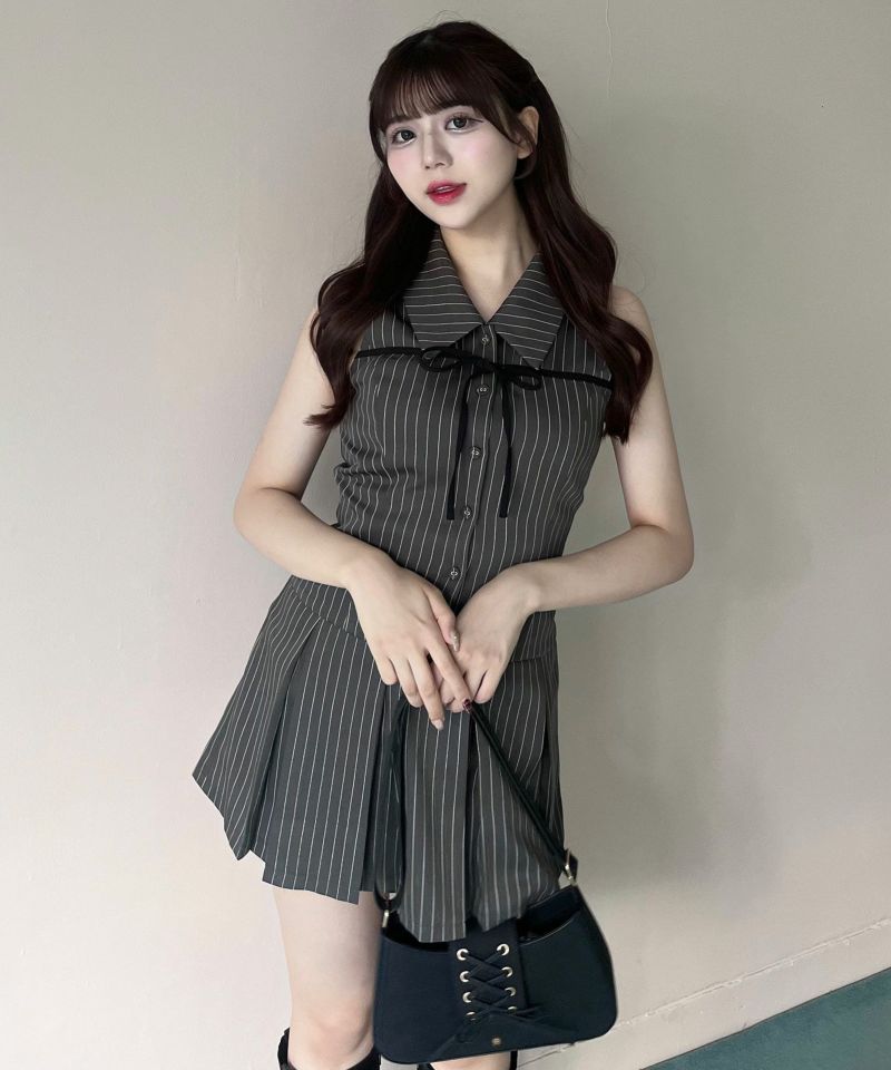 お歳暮ならオンライン 再予約】YUI企画 ノースリーブシャツミニワンピース（4月下旬～5 ワンピース